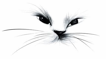 A stylized head of a funny cat