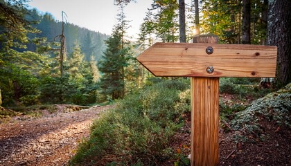 wooden arrow signpost in a forest