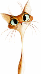 A stylized head of a funny cat