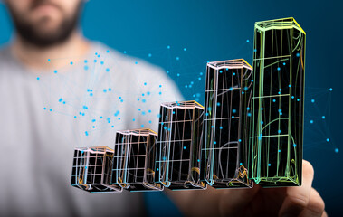 Visual representation of business growth and data analytics.  Ideal for financial reports and presentations.