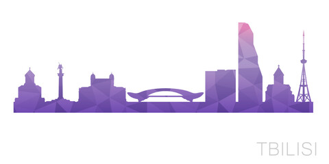 Tbilisi, Georgia Low Poly Skyline Clip Art City Design. Geometric Polygon Graphic Horizon Icon. Vector Illustration Symbol.