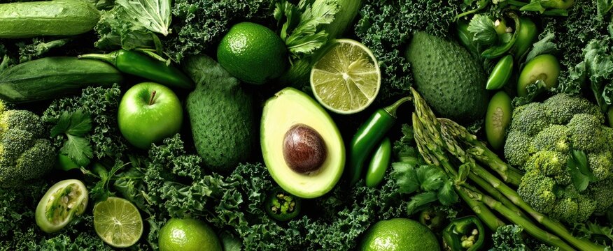 The vibrant assortment of green vegetables and fruits for a healthy lifestyle