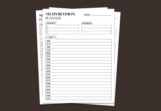 Study Revision Planner journal template layout