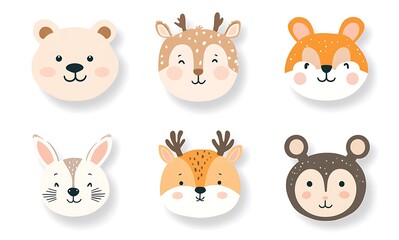 Fototapeta premium set of cute cartoon animal characters, teddy bear and lion and rabbit and unicorn and cat in clay style character with pastel color on white background