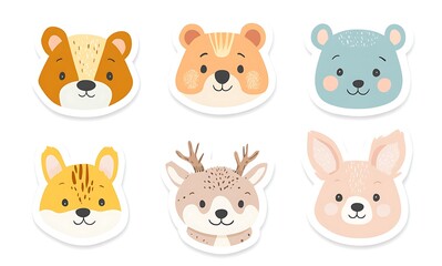 Fototapeta premium set of cute cartoon animal characters, teddy bear and lion and rabbit and unicorn and cat in clay style character with pastel color on white background