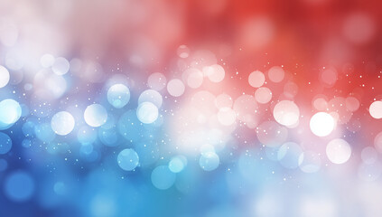 Red, white, and blue bokeh lights, soft USA patriotic celebration background, abstract festive texture, Independence Day theme, joyful, glowing design.

