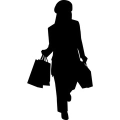 Woman Holding Shopping Bag Silhouette