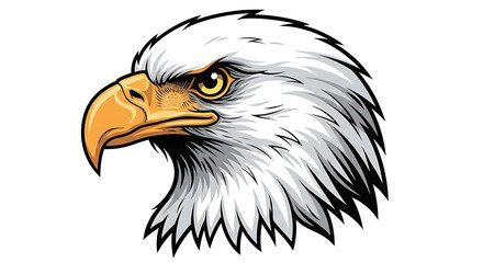 Fototapeta premium Fierce Bald Eagle head vector logo illustration. A powerful and majestic American eagle profile, perfect as a sports mascot, patriotic emblem, or graphic icon for strength and freedom.