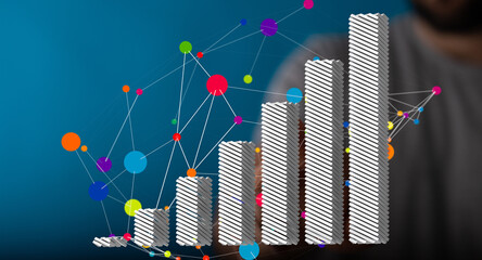 Stock photo of a 3D bar chart illustrating business growth and data increase.  Perfect for...