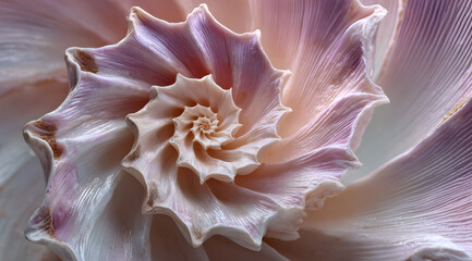 Close-up of a spiral shell revealing smooth textures and vibrant shades, highlighting nature's artistry