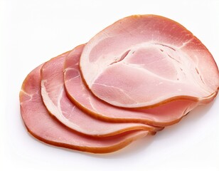 pork ham slices isolated on a white background