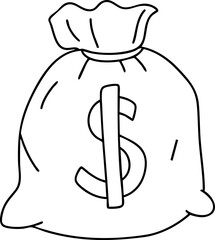 hand drawn money bag