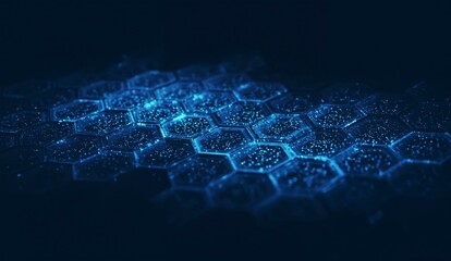 Abstract Blue Hexagonal Pattern with Glowing Nodes