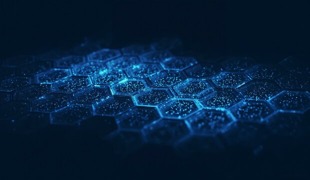 Abstract Blue Hexagonal Pattern with Glowing Nodes