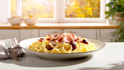 Pasta mit Maronen und Parmaschinken 