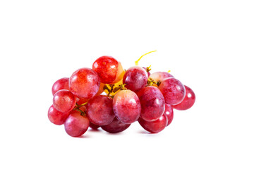 Bunch of red juicy grapes isolated on white background.