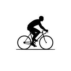 Fototapeta premium Black silhouette vector of a cyclist riding a road bicycle, symbol of fitness and healthy lifestyle
