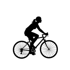 Fototapeta premium Black silhouette bicycle rider cyclist figure riding position transportation eco-friendly themes