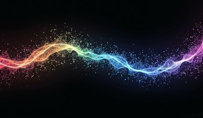 Spectral Wave of Particles Flowing in a Gradient Rainbow Color Scheme