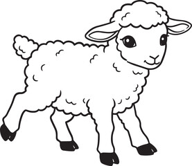 Adorable Cartoon Lamb Free Printable Coloring Page for Kids
