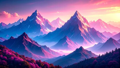 Pink Sunrise Mountain Range.