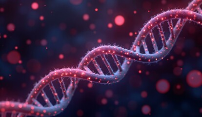 Spiral Structure of DNA with Glowing Red Highlights