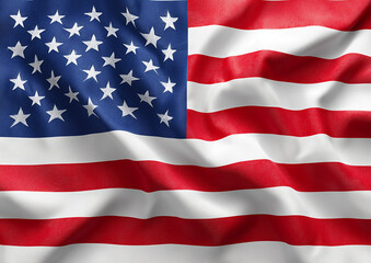 Waving American flag with vibrant red, white, and blue colors, symbolizing patriotism, national pride, freedom, and unity, suitable for national holidays and civic events.
