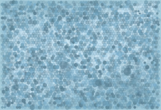 A multitude of round particles of different diameters in different shades of blue, mixed together abstractly