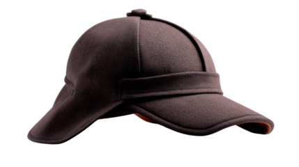 Sherlock Holmes Hat: A classic brown detective cap, evoking the essence of mystery and intrigue, isolated on a pristine backdrop. 