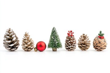 Delightful Christmas Moments Isolated on White Background, Depth of Field
