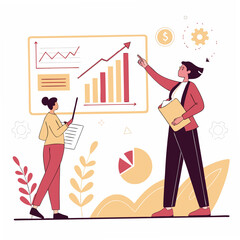 Businesswomen analyzing financial growth charts data