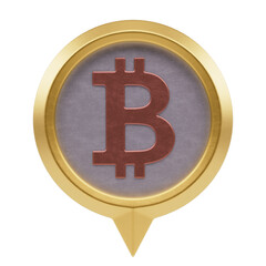 golden  Bitcoin sign 3d icon in cartoon plastic style minimal isolated on transparent white background, clipping path	
