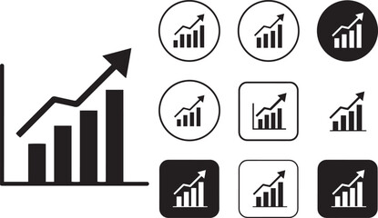 Upward Trend Graph Icons  Business Growth, Progress, Success Chart Symbols