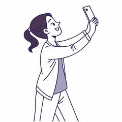 Happy woman taking selfie smartphone photo