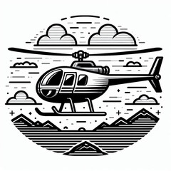 vector illustration of a helicopter, helicopter, black and white, image, vector, wallpaper