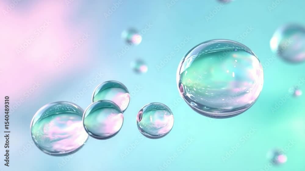 Poster transparent spheres: a mesmerizing composition of translucent spheres, artfully suspended in a soft,