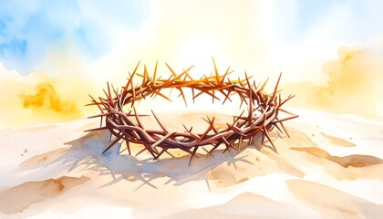 Fototapeta premium Crown of Thorns with Desert, and Faith.