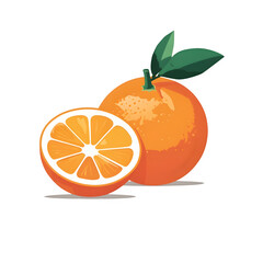 Bright, fresh orange fruit with green leaves, isolated on white for a healthy citrus diet