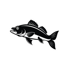 Fototapeta premium Majestic Black and White Fish Illustration A Striking Aquatic Design