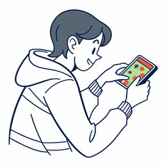 Person using smartphone happy smiling casual style