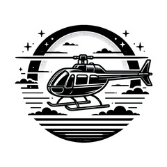 vector illustration of a helicopter, helicopter, black and white, image, vector, wallpaper