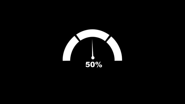  vector logo speedometer isolated on black background. level meter customer service. Abstract concept graphic element tachometer, timer animation from 0 to 100, motion graphic business tachometer.