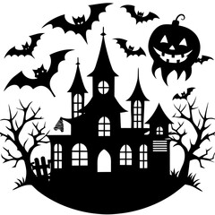 halloween background with haunted house