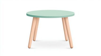 Minimalist Table: A simple yet stylish small table featuring a pastel-colored tabletop, supported by slender, light-wood legs, showcasing modern design.