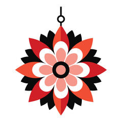 A striking red flower vector with white accents, showcasing a vibrant floral design on a black background, perfect for a bold illustration or decoration