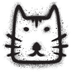 Cute cat graffiti for children with black spray paint. vector illustration.