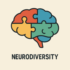 Neurodiversity puzzle brain vector autism  adhd awareness