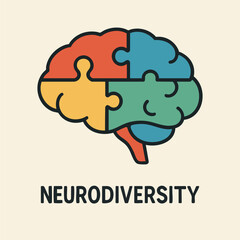 Neurodiversity puzzle brain vector autism  adhd awareness