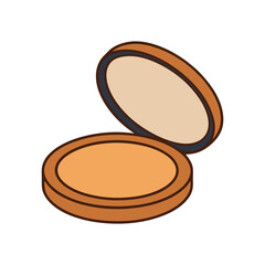 Makeup powder palette with sweet chocolate dessert colors on white