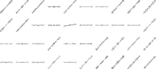 Decorative Seamless Borders Vintage Design Elements Set, Vector illustration set
